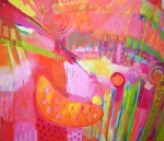 Pomarańczowe pomarańcze świecą - oil on canvas, 175x155 cm, 2008