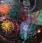 The Sixth Dimension - # 6th Cosmos, 130x130 cm, acrylic-oils, canvas, 2017